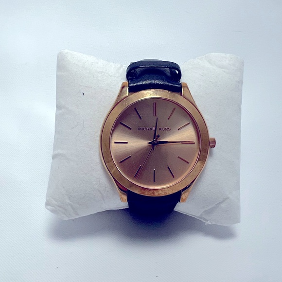 Michael Kors Watch with Gold Face and Blue Leather Band - Picture 1 of 9